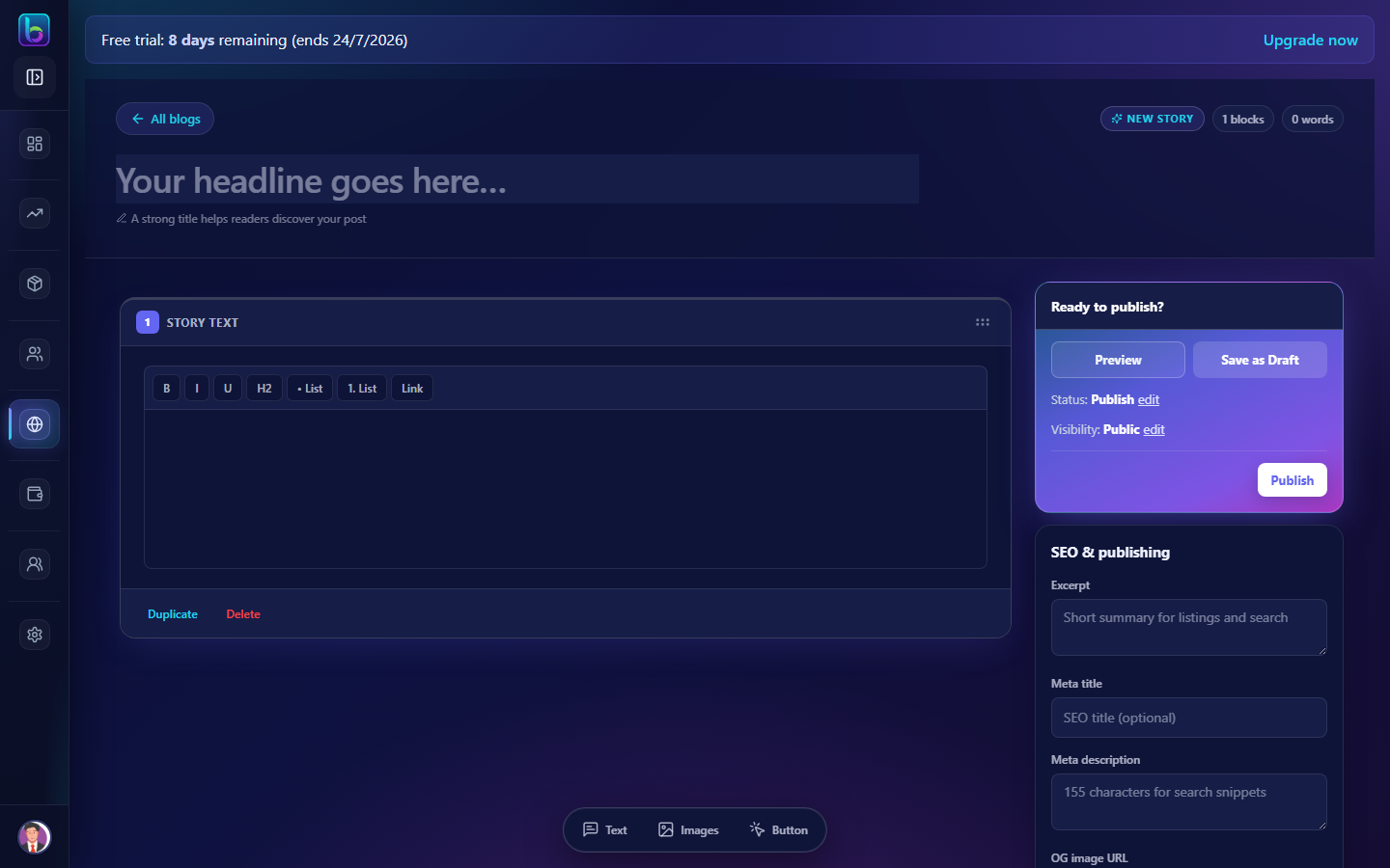 Add Blog page