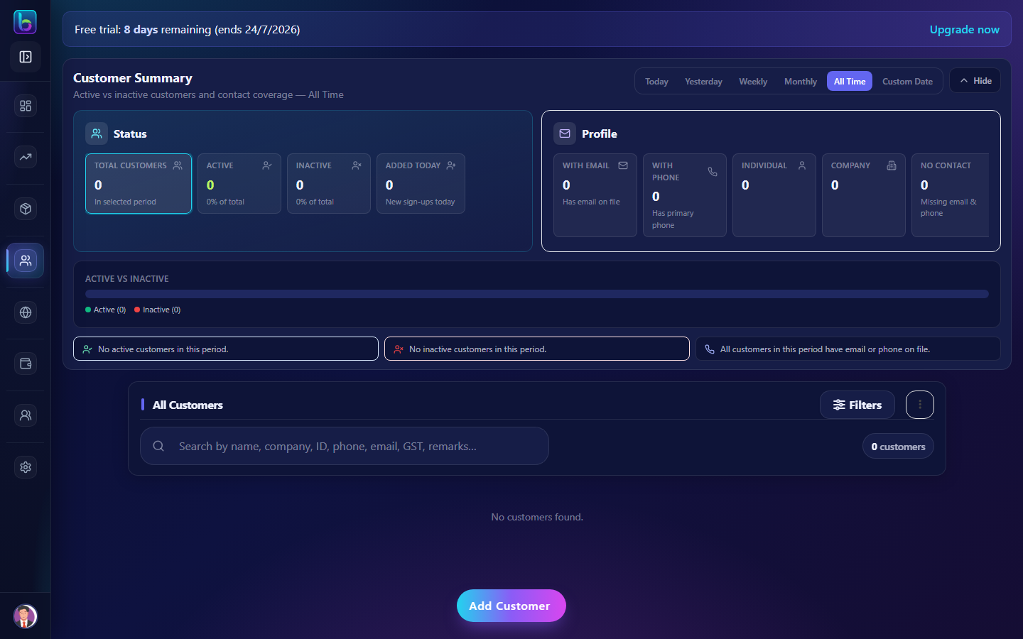 Customers page