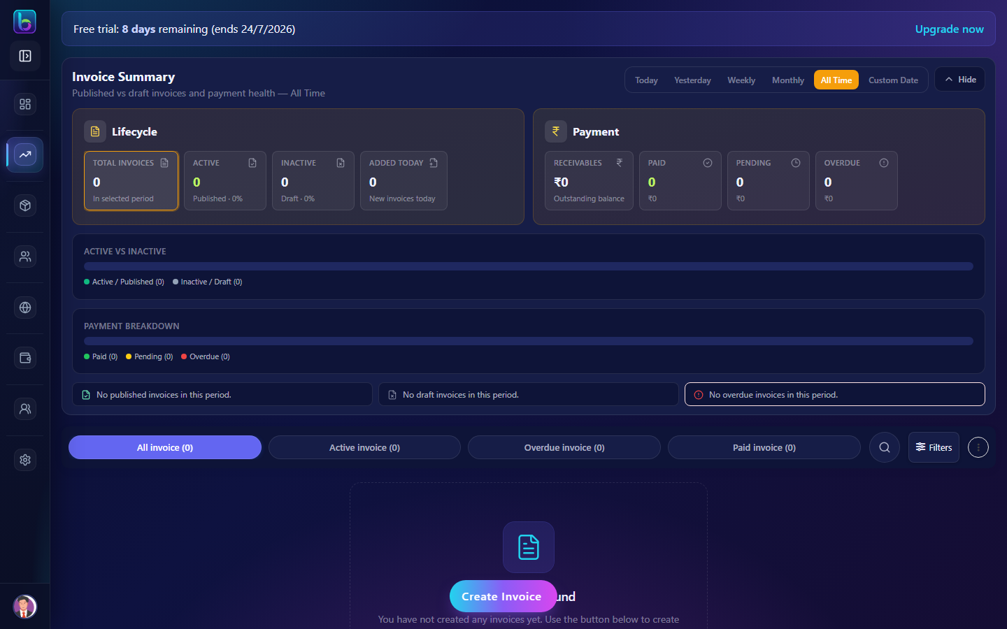 Invoices list page