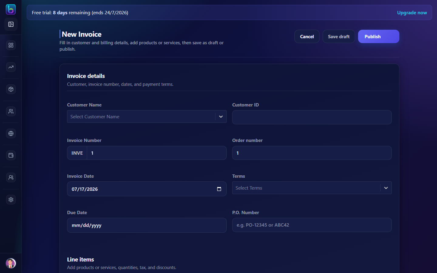 New invoice form