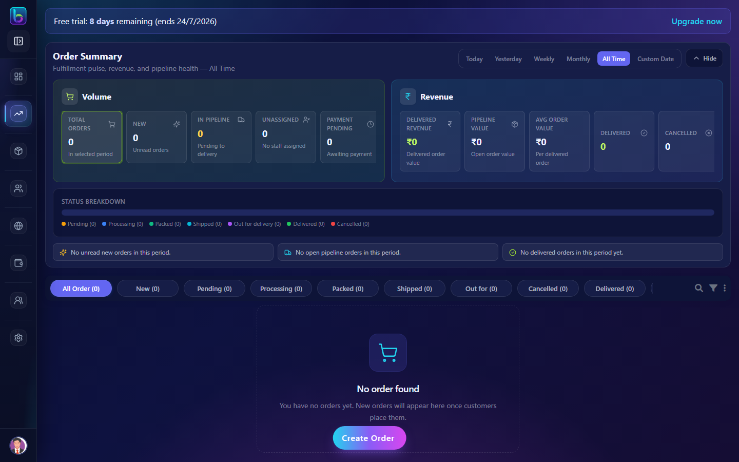 Orders filter drawer
