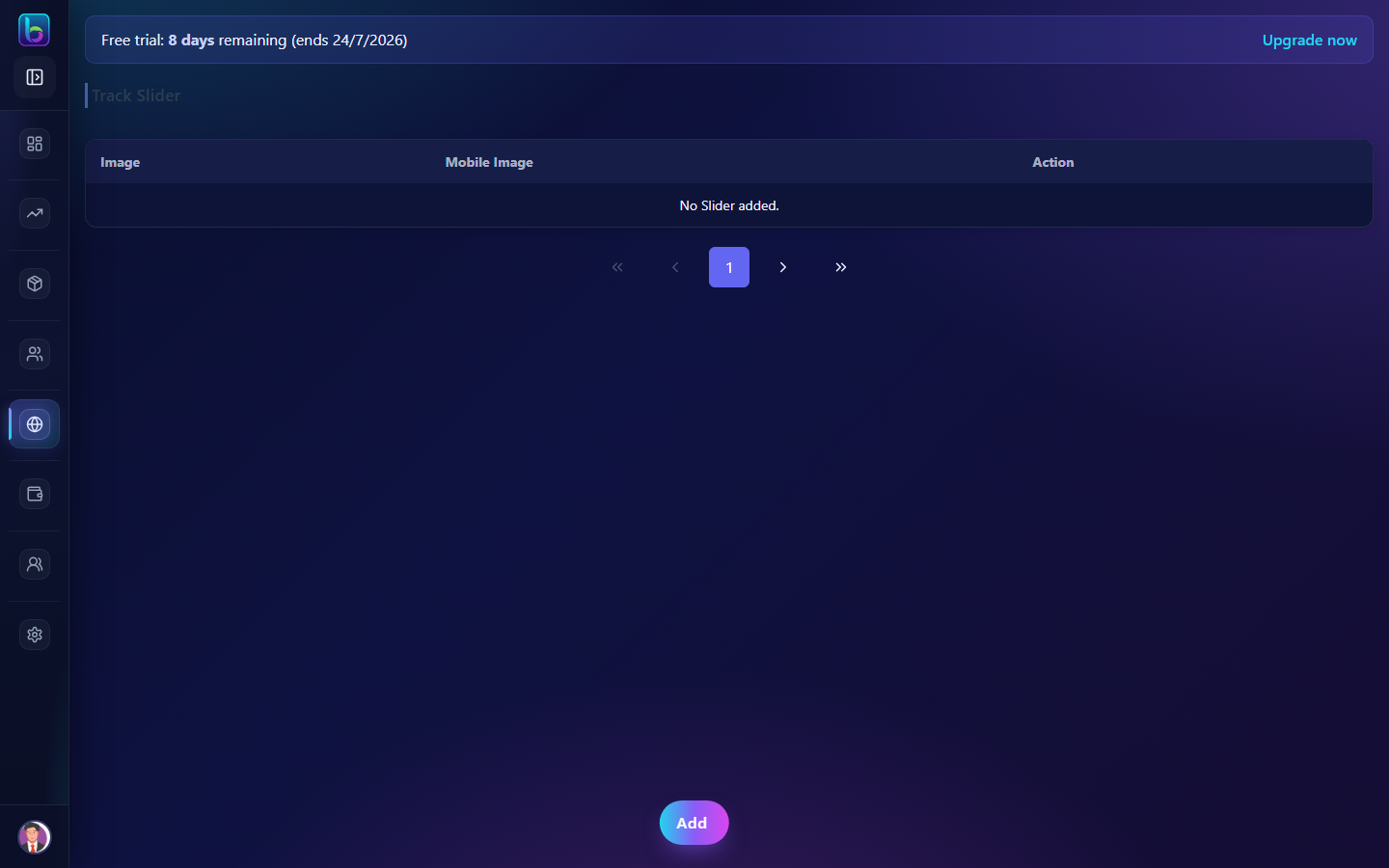 Track Slider page
