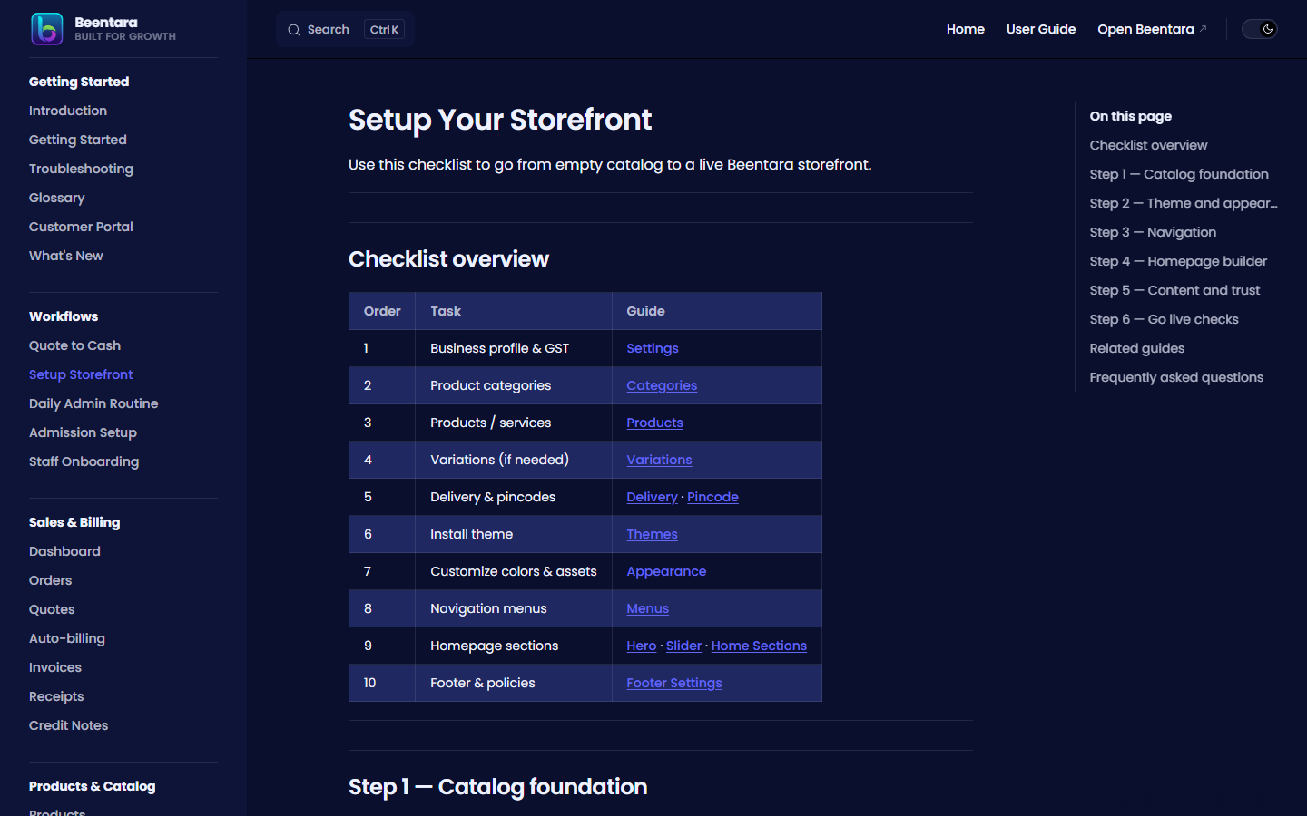 setup-storefront page